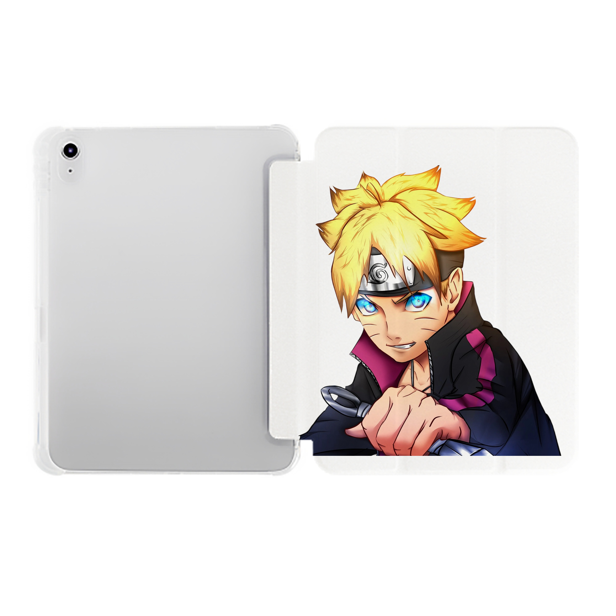 （画像用） NARUTO -ナルト- うずまき ボルト Uzumaki Boruto IPad ケース ペン収納付き 三つ折りスタンド PUレザー×シリコン 対応機種9.5/10.5/10.9インチ